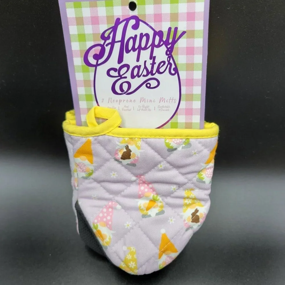 Spring Gnome Oven Mitts Mini Flowers Easter Bloom Floral Kitchen Decorative